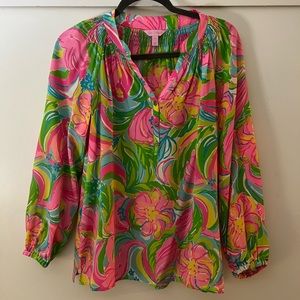 LILLY PULITZER Elsa Top So A Peeling Pink Elephant Lion Monkey size small